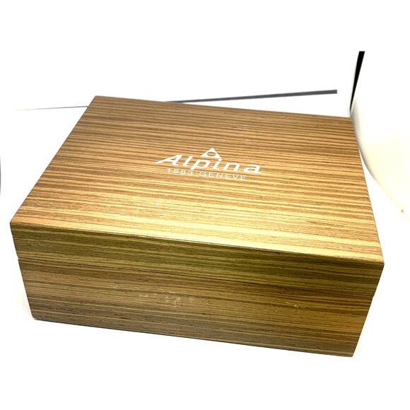 Alpina Watch Box Presentation Brown Wooden Case Gray Diver Display Empty - Picture 9 of 9